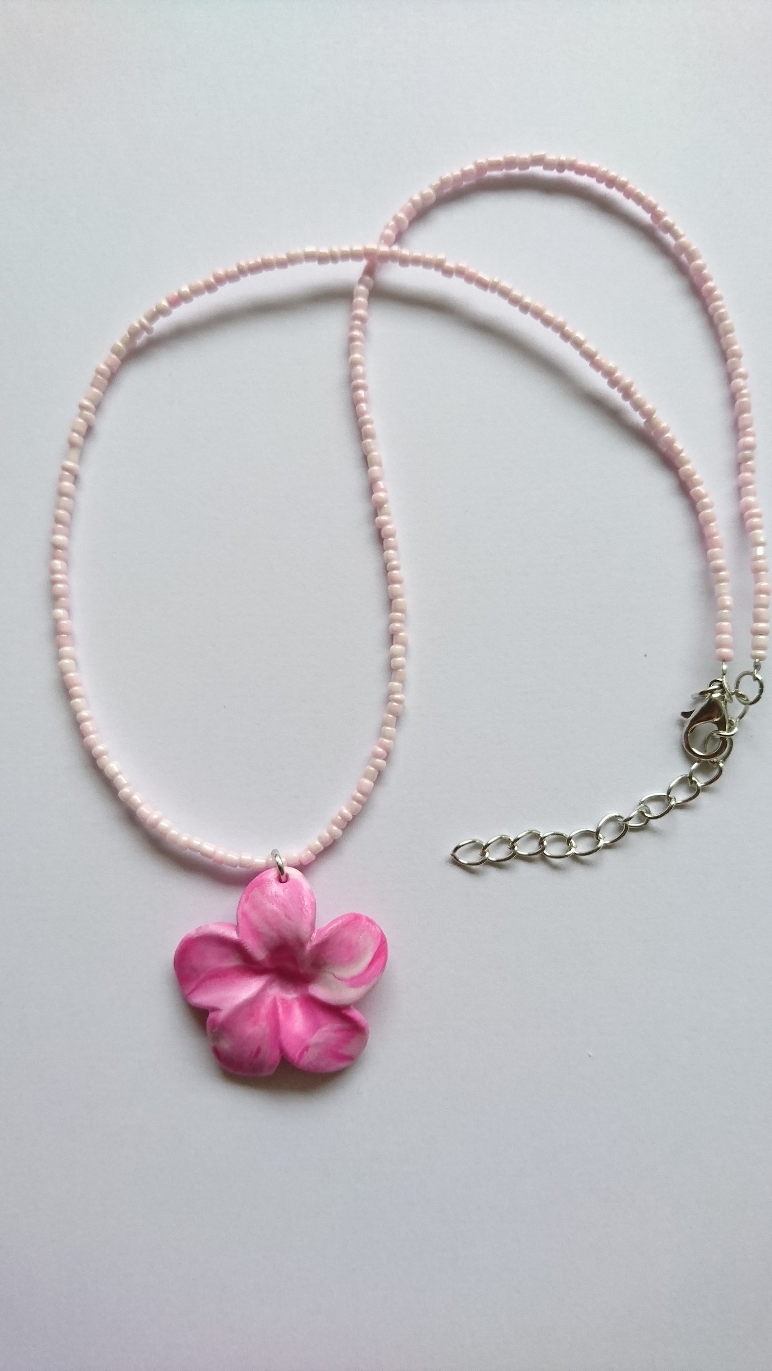 Frangipani Fimo Necklace With Beads Etsy