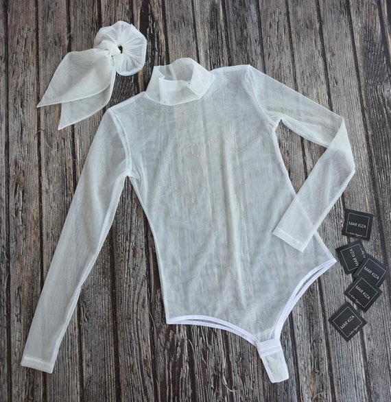 Body blanco encaje manga larga hotsell