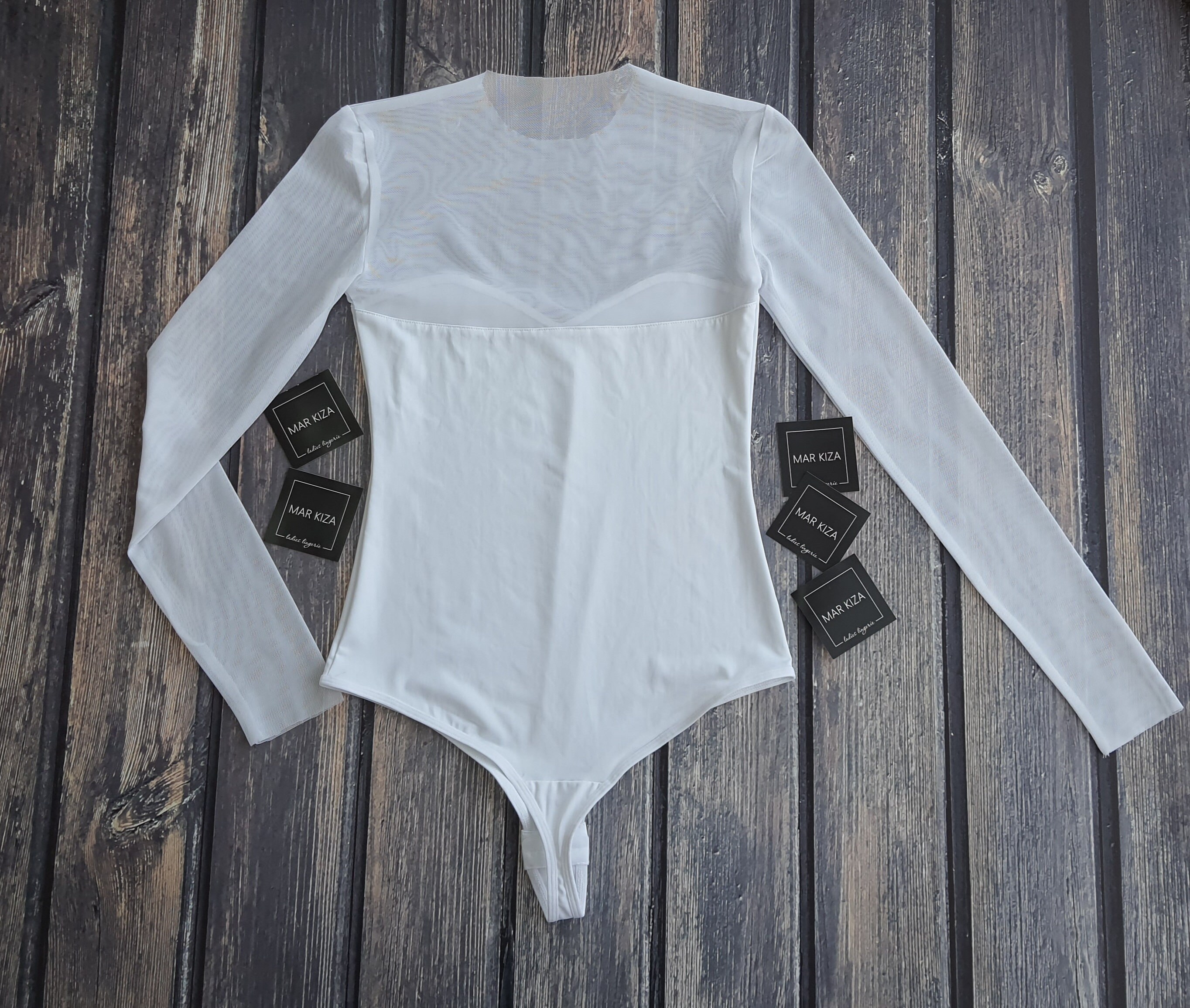 Mesh Long Sleeves Bodysuit