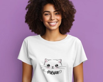 Chemise de maman de chat, tee-shirt d’amoureux de chat, cadeaux sur le thème du chat pour les femmes T-shirt de chat Meow