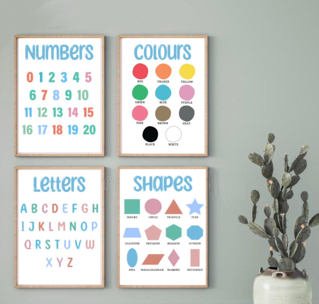 Printable Educational Toddler Learning Shapes Numbers Colours Letters