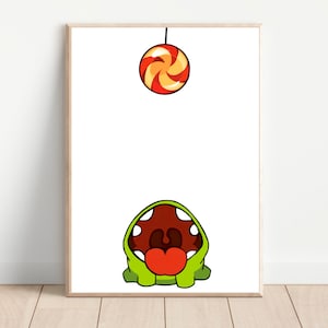 Stampabile Om Nom Taglia l'immagine del gioco Rope / Arte per bambini / Immagine digitale / Asilo nido