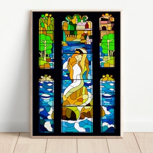 Printable digital image | Prefects Bathroom | Abstract original Wall Art | decor | Mermaid | Stained Glass window