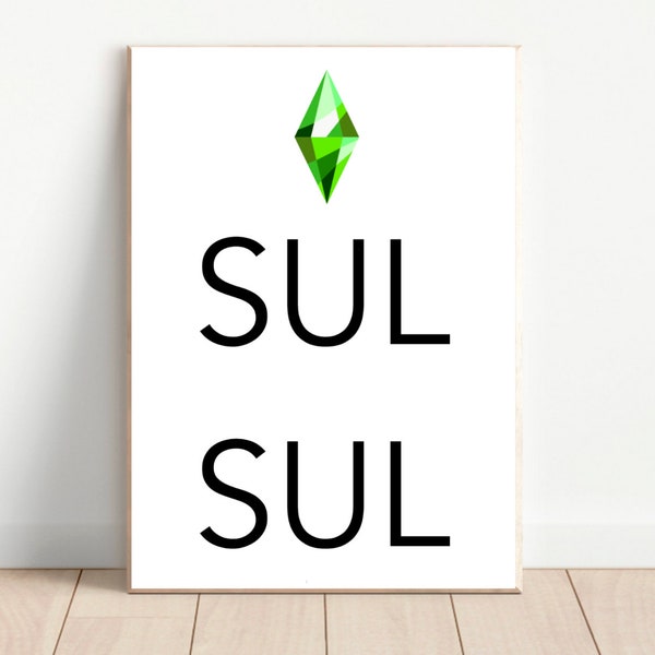 Printable digital image |  Plumbob Sul Sul | Hello in Simlish | wall Art | decor | The Sims | Sims 4