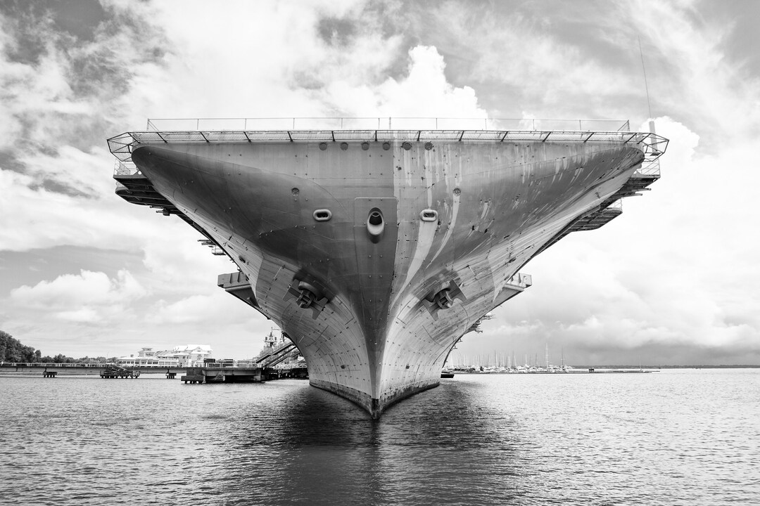 Aircraft Carrier - Black and White Print - Etsy