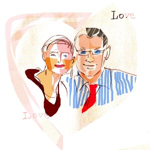 Couple digital portrait, Portrait Art, Personalized portrait