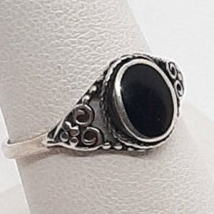 Sterling Silver Onyx Ring Womans Onyx Oval Onyx