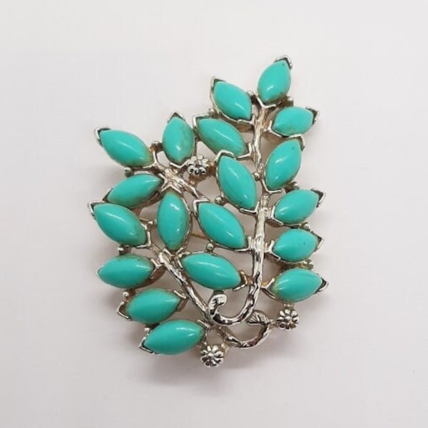 VINTAGE Kramer Pin Brooch Turquoise Beads