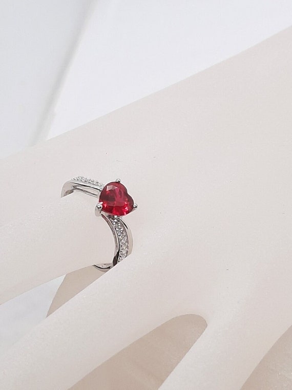 BEAUTIFUL Sterling Ruby Ring with Cubic Zirconia S