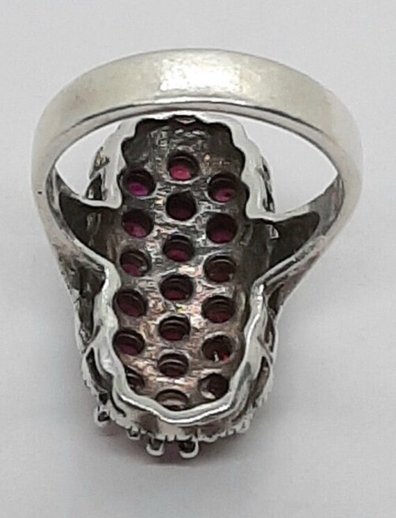 Genuine Sterling Silver Cluster Ruby Dinner  Ring - image 8