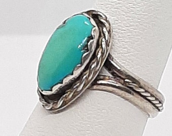 Sterling Silver Navajo Turquoise Ring Southwestern Old Pawn Navajo Ring