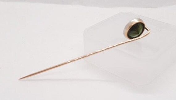 10K Yellow Gold Peridot Stick Pin Peridot Hat Pin - image 3