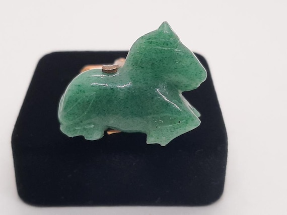 10K Yellow Gold Jade Cuff Links Gold Horse Cuff Links Jade Horse