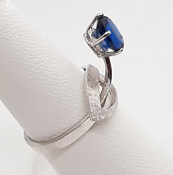 Ladies 10K White Gold Blue Topaz Ring - image 9