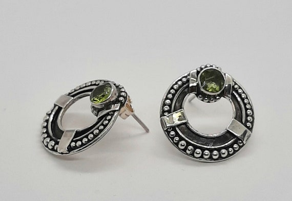 Sterling Silver Peridot Stud Earrings - image 2