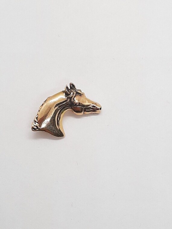 14K Yellow Gold Horse Pin Brooch Gem