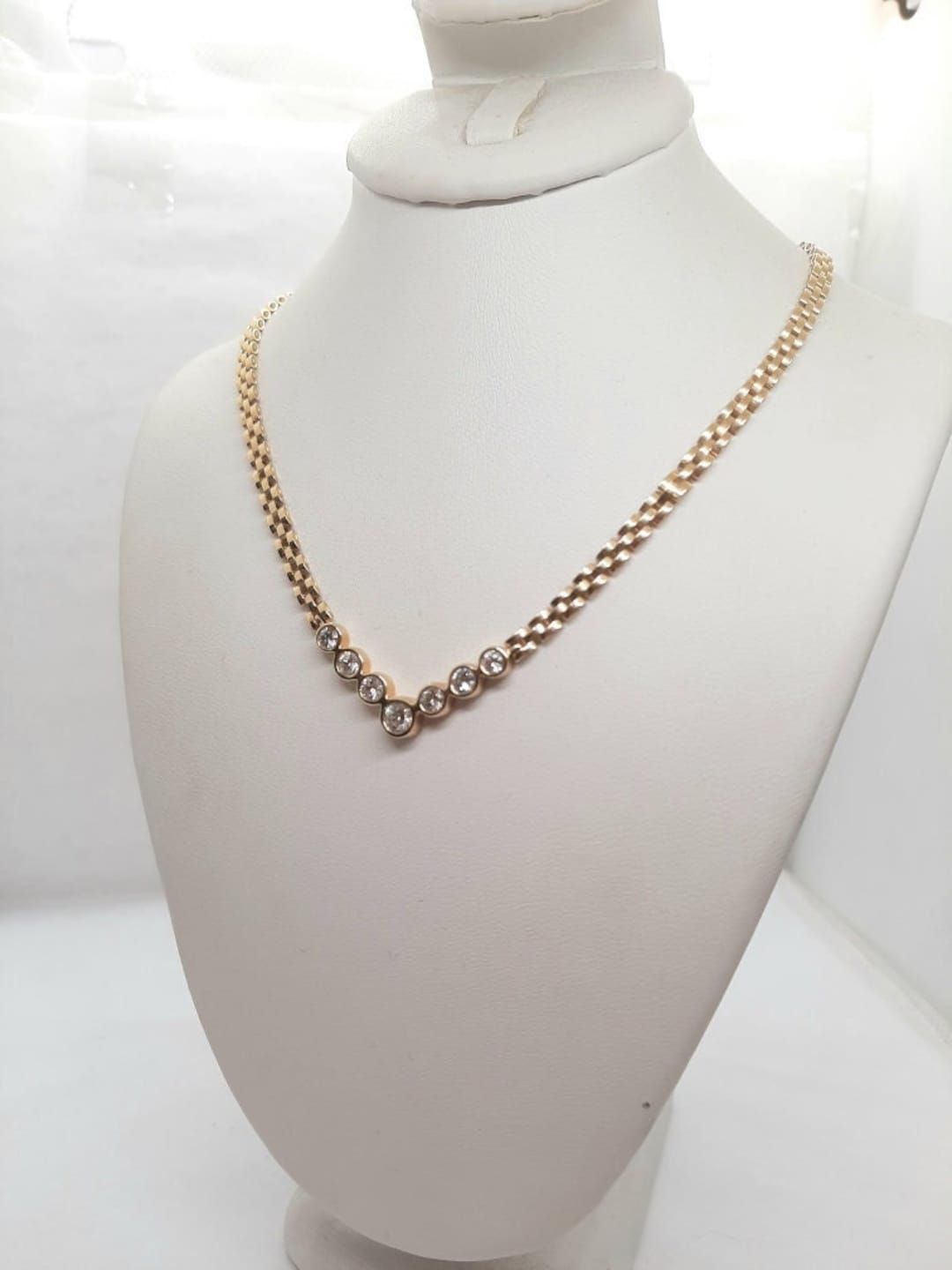 14K Yellow Gold 1 Carat Diamond Necklace 1ct Diamond Necklace Gold