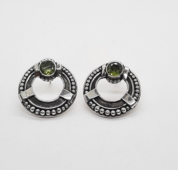 Sterling Silver Peridot Stud Earrings - image 1