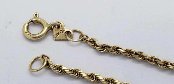 14K Yellow Gold Chain Necklace Rope Style Chain O… - image 8