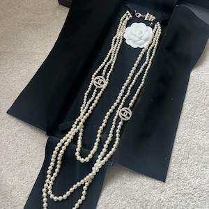 Chanel 'CC' Pearl and Fringe Embellished Necklace