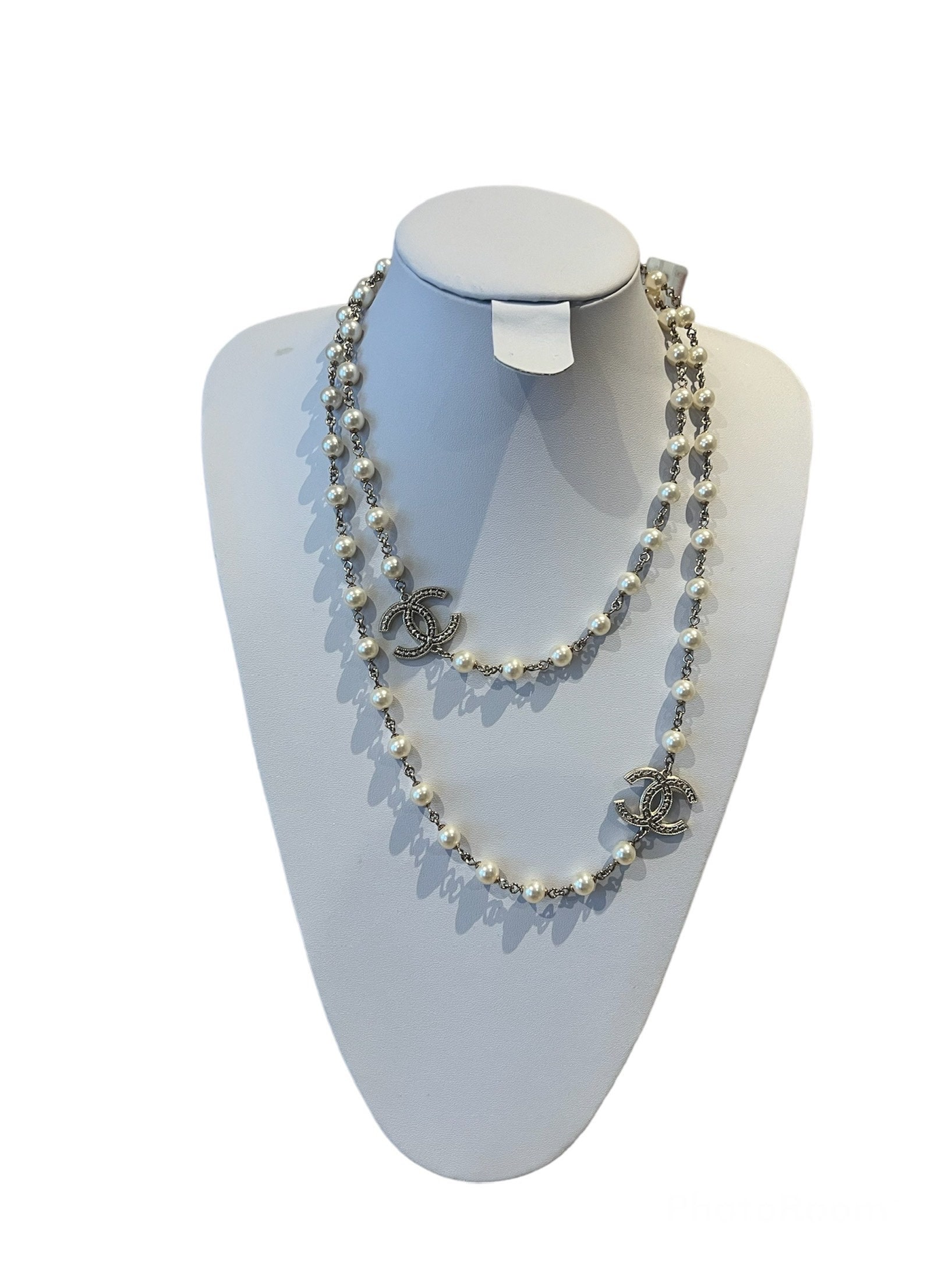 Chanel Ruffled CC with Black Enamel Pearl Drop Pendant Necklace myGemma QA Item 122314 #47 Chanel Ruffled CC with Black Enamel Pearl Drop Pendant Necklace myGemma QA Item 122314