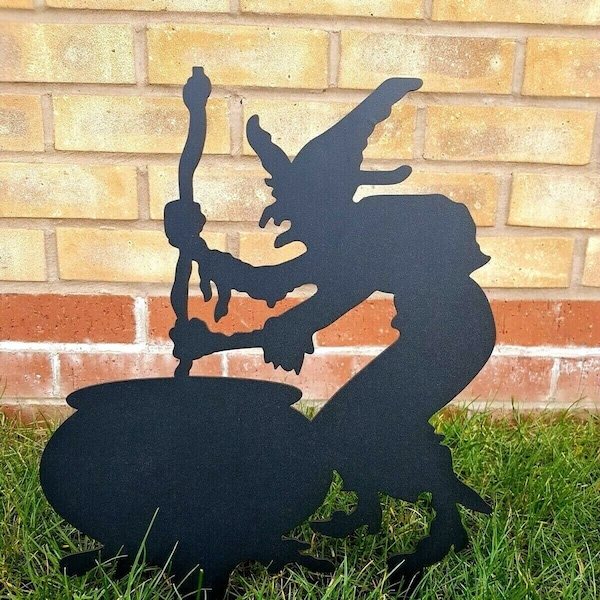 WITCH Garden Ornament Statue Decor Lawn Spike Metal Halloween Gift Witch Lover