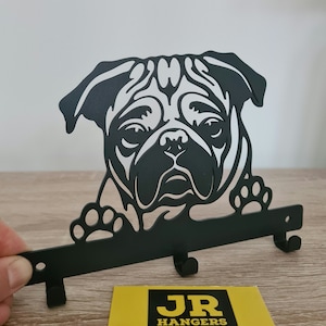 Pug Dog Lead/Leash, Key,Coat,Door, Towel, Hanger,Holder,Rack, Hook- Wall Mounted