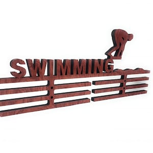 Medal Hanger/Holder/Display/Rack-/Hook *SWIMMING, SWIMMER* ,WOOD, store 60 medals, Wooden