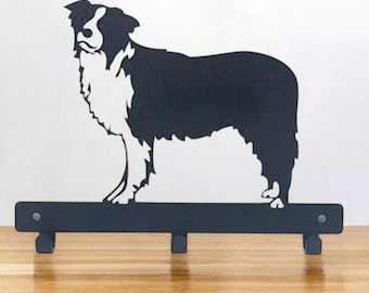 Perchero de metal para correa de perro Border Collie, organizador de correa para mascotas, regalo para amantes de los perros.