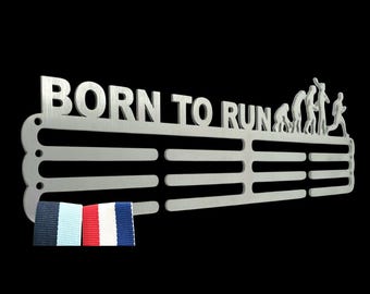 Medal Hanger/Holder/Display/Rack-/Hook *BORN TO RUN*,Silver, store 36 medals, Metal