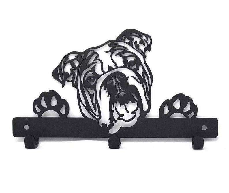 British Bulldog Dog Lead Hanger | Metal Wall Hook | Powder Coated | Fixings Included | Dog Lead Holder | Gift for Dog Lovers image 3