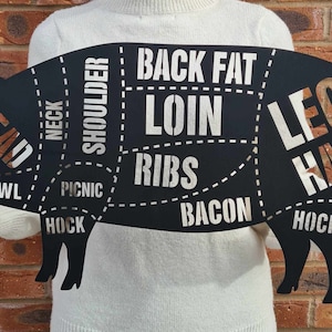 Tabliczka z napisem „Pig Butchers”, znak „Grill Pig”, znak kuchenny, ozdoba ogrodowa, wystrój ogrodu, sztuka metalowa