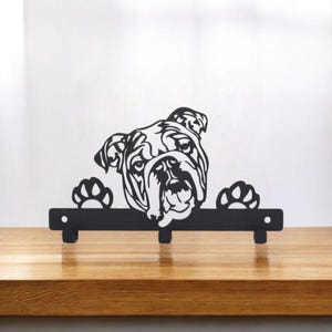 British Bulldog Dog Lead Hanger | Metal Wall Hook | Powder Coated | Fixings Included | Dog Lead Holder | Gift for Dog Lovers image 4