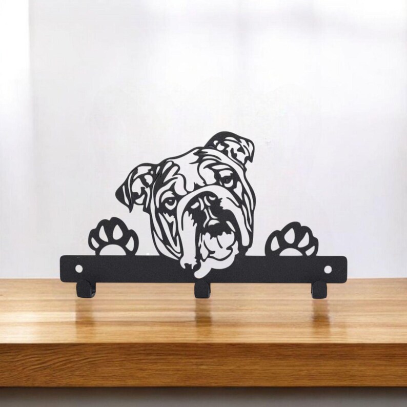 British Bulldog Dog Lead Hanger | Metal Wall Hook | Powder Coated | Fixings Included | Dog Lead Holder | Gift for Dog Lovers image 4