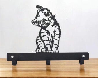 Cat Key Hanger Holder | Metal Wall Hook | Fixings Included | Cat Lover Gift | Key Rack | Small Accessory Holder | Home Decor |Pet Lover Gift