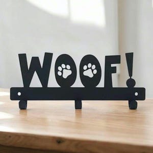 Gancio per guinzaglio per cani Woof / Gancio da parete in metallo / Verniciato a polvere / Fissaggi inclusi / Supporto per guinzaglio per cani / Supporto per guinzaglio per animali domestici / Regalo per amanti dei cani / Decorazione per la casa