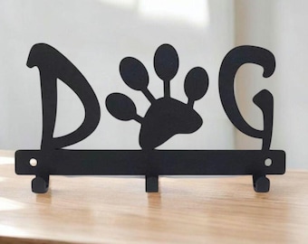 Gancio per guinzaglio per cani / Gancio da parete in metallo / Design con impronta di zampa / Verniciato a polvere / Fissaggi inclusi / Supporto per guinzaglio per cani / Supporto per guinzaglio / Regalo per amanti degli animali