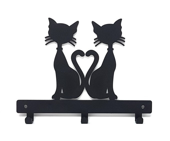 Wall Key Hook 'Kitt-a-Boo' Peeping Cat Hanger Black and White