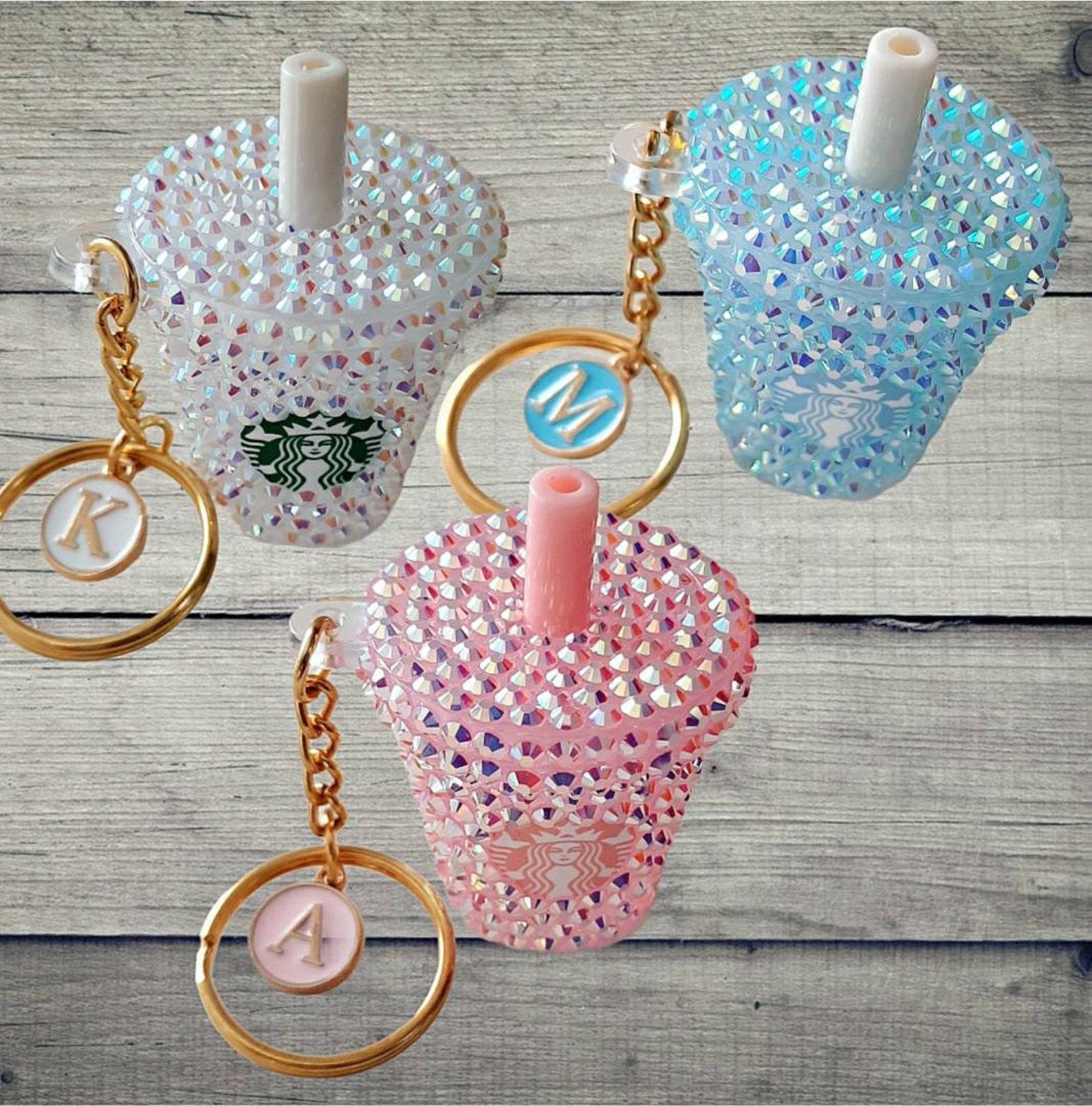 Keychains inspirés starbucks Bling Keychains Starbucks Cup Etsy