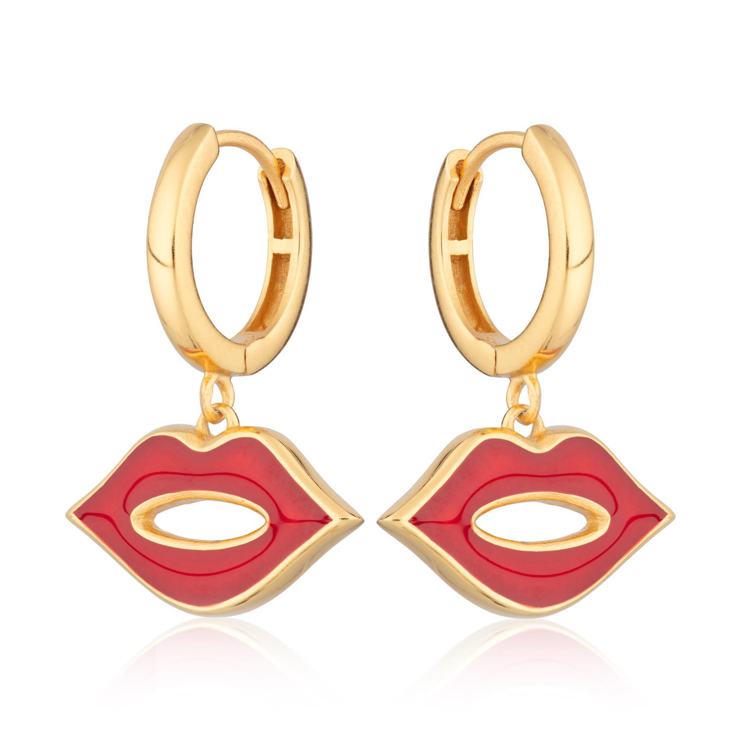Red Lips Hoop Earrings Lips Drop Hoop Earrings Sterling Etsy UK
