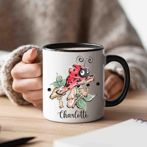 Personalized Mug - Ladybug Coffee Mug, lady bug Mug, 11oz or 15oz Ceramic mug, Christmas Gift, Gift for her, Coffee Mug, Holiday Gift