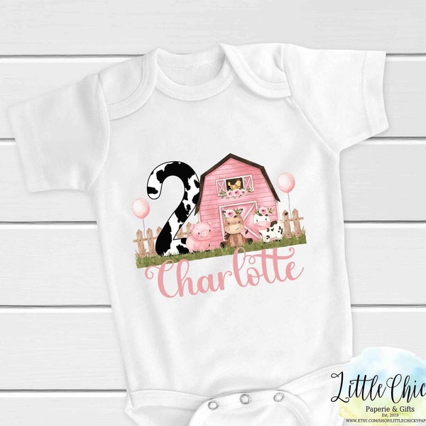 Pink Farm 2nd Birthday Sublimation PNG, Birthday Shirt, Sublimation File, Instant Download, PNG, Baby Shirt