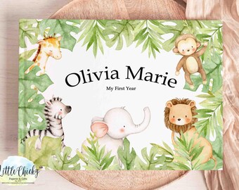 Safari, Jungle Animals Baby Keepsake Journal, Safari Animals Baby Book, My First Year, My First Five Years, Baby Book, Baby Shower Gift