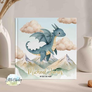 Blue Dragon Baby Keepsake Journal, Dragon Personalized Baby Book, My First Year or First Five Years, Baby Book, Baby Shower Gift
