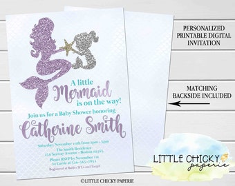 Mermaid Baby Shower Invitations Etsy