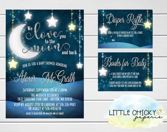 to the moon and back baby shower invitations