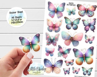 Sticker Bogen - Pastell Schmetterling Aufkleber, Schmetterling Aufkleber, Planer Aufkleber, Scrapbook Aufkleber, Journal Aufkleber, Baby Aufkleber