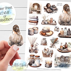 Feuille d'autocollants - Stickers hiver spa, Stickers agenda, Stickers album, Stickers carnet de notes, Stickers spa, Stickers pour fabrication de cartes