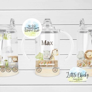 12oz straight sublimation sippy cup wrap, Train Safari Animals sippy cup Sublimation Design, PNG File, Instant Download, Tumbler Template