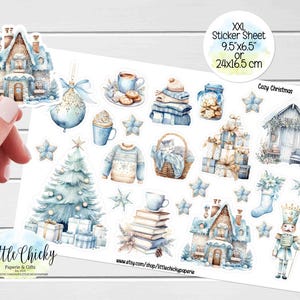 Feuille d'autocollants XXL - Stickers de Noël douillets, autocollants pour agenda, autocollants de vacances, autocollants de carnet de notes, autocollants de scrapbooking, autocollants de Noël